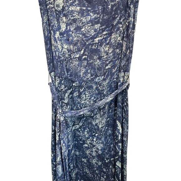 Mynt 1972 2X Maxi Dress Cowl Neck Blue Sleeveless Tie Waist Snake Print Plus - Picture 4 of 8